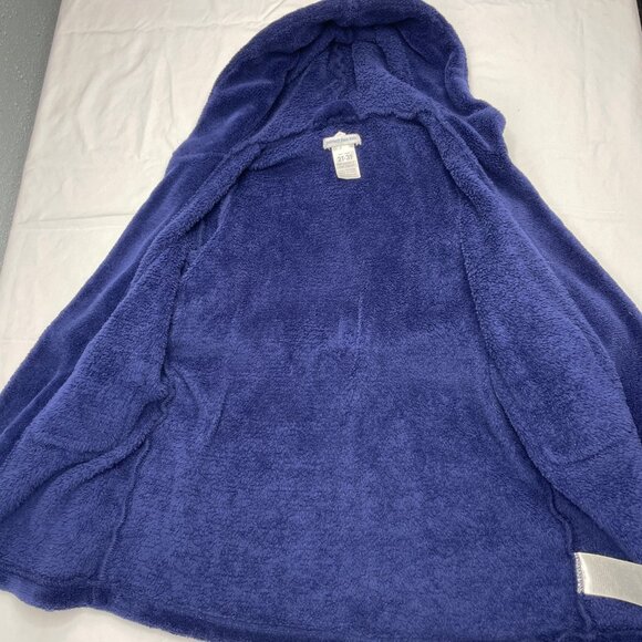 Pottery Barn Kids Baby Toddler Plush Hooded Fleece Bath Robe Navy Blue 2T - 3T - Picture 8 of 10